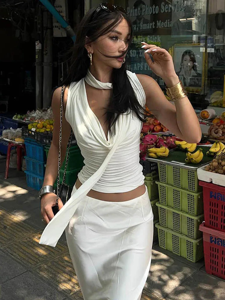 satin muse halter top